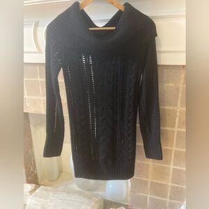 Club Monaco Black Cable Knit Cowl Neck Sweater
